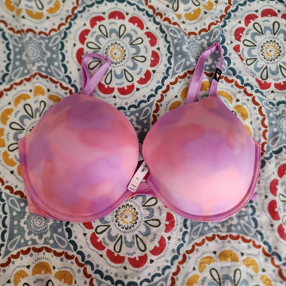 Women's Pink Purple Tie-Dye T-Shirt Bra